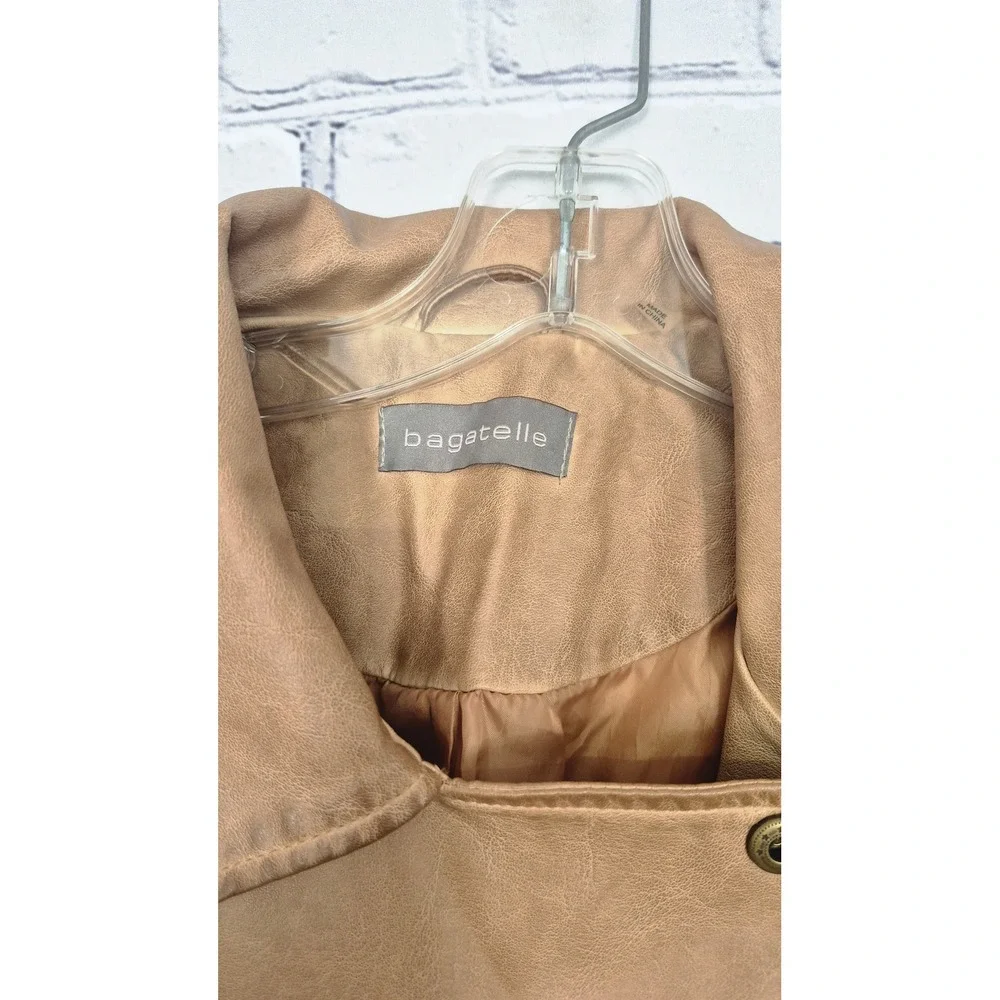 Bagatelle Tan Faux Leather Moto Jacket Western Biker XS‎